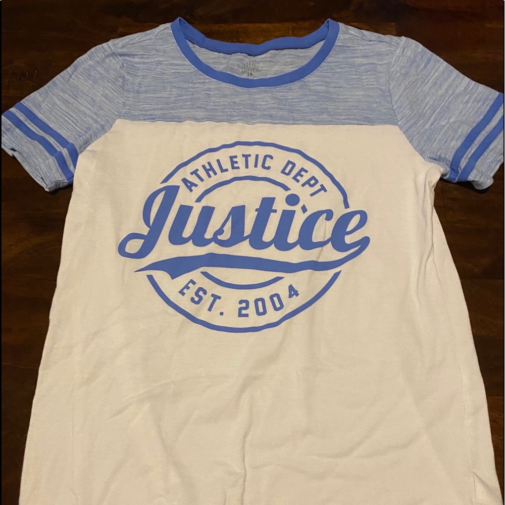 Short sleeve justice baseball tee